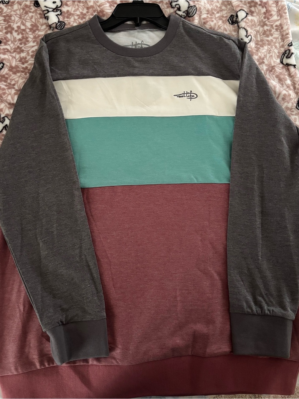 Men's Reellife Colorblock Crewneck Sweatshirt - Gray, White, Teal & Maroon